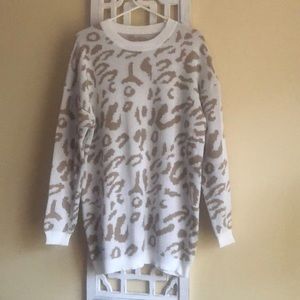 Leopard Print Crew Neck Oversized Knit Sweater
